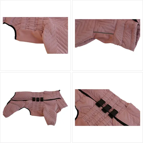 Miniatura 3 de Abrigo cálido para perros de doble capa, chaleco para perros, 4 patas cubiertas, resistente al viento, impermeable, reflectante, gris XS - L