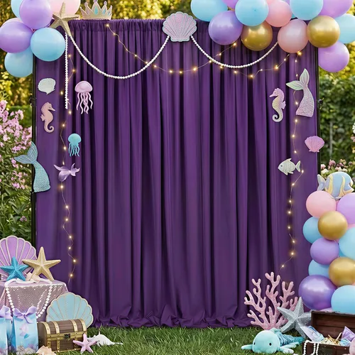 Miniatura 75 de Cortinas de Telón de Fondo Blanco de 2 Paneles 5 x 1,5 m de Poliéster, Telón de Fondo para Fotografía, Cortinas para Decoración de Fondo de Boda