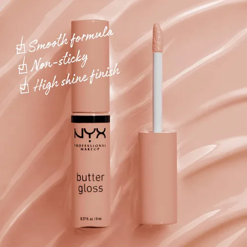 Miniatura 2 de NYX MAQUILLAJE PROFESIONAL Brillo de mantequilla, brillo de labios no pegajoso - Madeleine (Mid-Tone Nude)