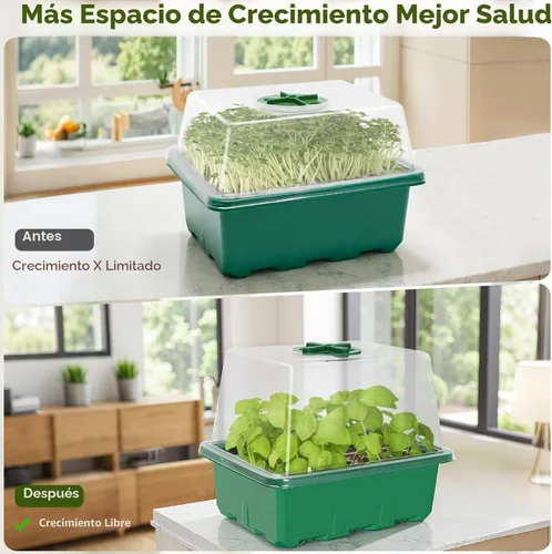 Miniatura 4 de Kit de inicio de semillas MIXC con luz de crecimiento, kit de bandeja para plántulas elevadas con cúpula de humedad ajustable y bandeja de celdas