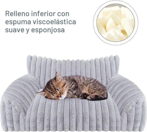 Miniatura 3 de Lindo sofá cama para gatos de interior, sofá esponjoso para gatos con forro polar de pana suave de alta calidad, lindas camas para perros pequeños