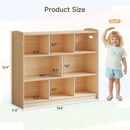 Miniatura 2 de ONBRILL Estantería Montessori de 8 cubos, estantería y organizador de almacenamiento de juguetes para habitación de niños, estantería de madera de 3