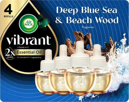 Miniatura 12 de Air Wick Vibrante repuesto de aceite perfumado para enchufar, infundido con aceites esenciales, ambientadores enchufables para el hogar, madera azul
