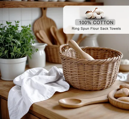 Miniatura 2 de ZOYER Harina Sack Toallas de 28 x 28 pulgadas, paquete de 12 toallas de cocina 100% algodón, lavables a máquina, toallas de barra ultra absorbentes