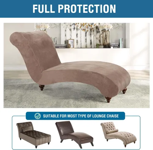Miniatura 5 de H.VERSAILTEX Funda para Chaise Lounge de Interior de Terciopelo Funda Deslizable para Chaise de Alta Elasticidad Funda para Silla Lounge de Lujo sin