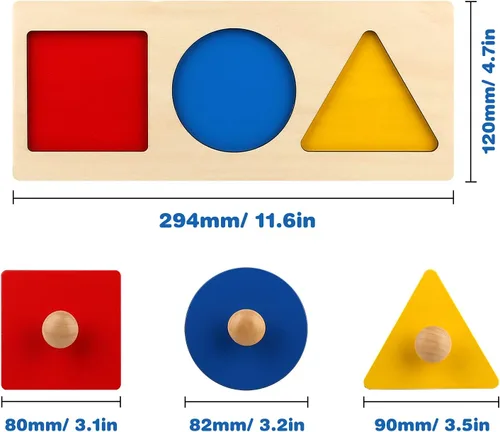 Miniatura 7 de Rompecabezas Montessori de Múltiples Formas, Primeras Formas, Rompecabezas de Madera con Perilla Jumbo, Rompecabezas de Formas Geométricas