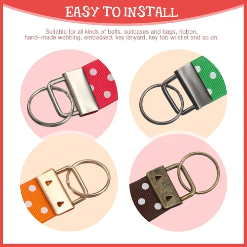 Miniatura 6 de Juego de 60 piezas de accesorios para llaves, 20 llaveros con anillo, 20 borlas de cuero para llavero y 20 ganchos giratorios a presión