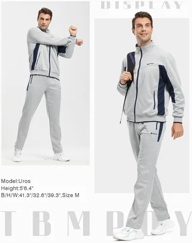 Miniatura 7 de TBMPOY Conjunto deportivo para hombre, 2 piezas, casual, atlético, para correr, calentar, con cremallera completa