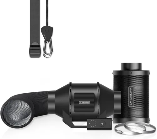 AC Infinity CLOUDLINE LITE - Kit de filtración de aire de 4 pulgadas, ventilador en línea y filtro de carbono, sistema de refrigeración y