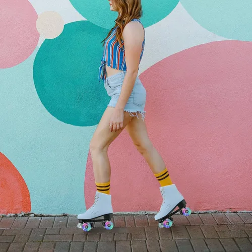 Miniatura 5 de XUDREZ Patines clásicos de alta calidad para mujeres y niñas, material esmerilado, para principiantes