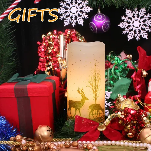 Miniatura 5 de 2 paquetes de velas sin llama parpadeantes LED de Navidad, velas de cera operadas por baterías con temporizador y control remoto, velas sin llama