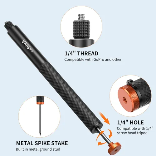 Miniatura 2 de VRIG 63" Invisible Selfie Stick for Insta360 X5/ X4/ X3/ Osmo 360/ AKASO 360/ Xtra 360 Camera, TP-36 Telescopic Extension Pole with GoPro Adapter &