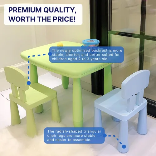 Miniatura 5 de Silla azul para mesa para niños, respaldo de plástico PP, silla para niños de 1, 2, 3, 4, 5, 6, fomenta la concentración y la seguridad