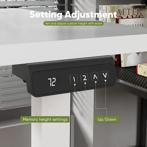 Miniatura 6 de Shahoo Escritorio eléctrico de pie con estante para monitor, mesa de esquina ajustable de altura de 47 x 24 pulgadas, estación de trabajo