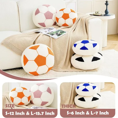 Miniatura 2 de Uvvyui Almohada de fútbol de fútbol con forma redonda, decorativa para decoración de habitación, cojín de felpa para sofá y dormitorio