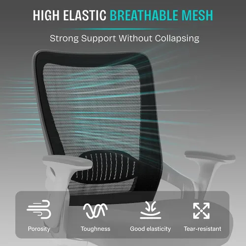 Miniatura 8 de SUNNOW Silla de oficina, silla ergonómica de escritorio para computadora, silla ejecutiva resistente, soporte lumbar ajustable, brazos abatibles