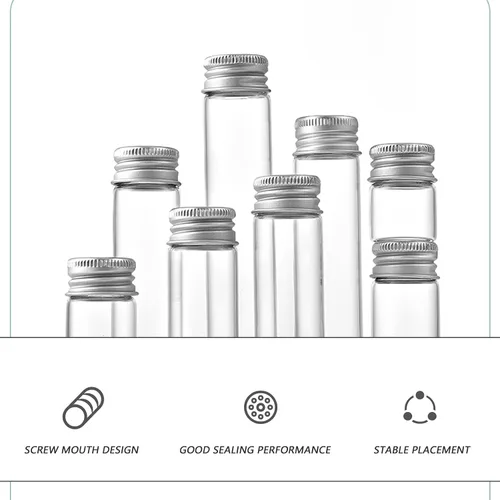 Miniatura 3 de 12 botellas vacías de vidrio portátil de viaje transparente con tapa de aluminio plateado, polvos de aceite esencial, pomadas de crema, recipientes