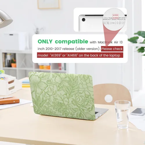 Miniatura 2 de iCasso Funda para MacBook Air de 13 pulgadas 2017-2010 versión anterior modelo A1466 A1369, carcasa rígida de cuero retro para MacBook Air de 13