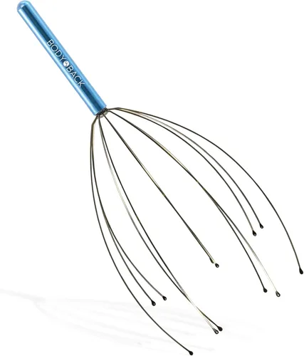 Body Back Masajeador de cuero cabelludo, rascador de cabeza, masajeador manual de cabeza para aliviar el estrés, rascador relajante del cuero Azul