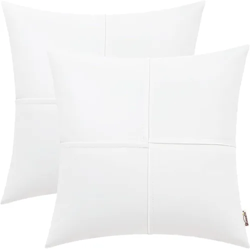 Miniatura 9 de BRAWARM Fundas de almohada de tiro de cuero sintético de 18 x 18 pulgadas, fundas de almohada de cuero marrón foca paquete de 2, almohadas Sello