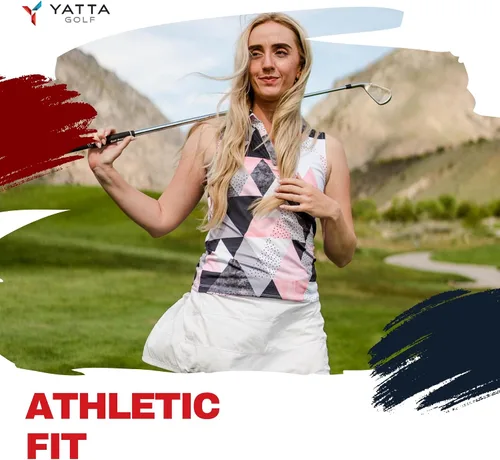 Miniatura 25 de YATTA GOLF Polo de golf sin mangas para mujer, absorbe la humedad, cuello en V, para golf, entrenamiento, golf