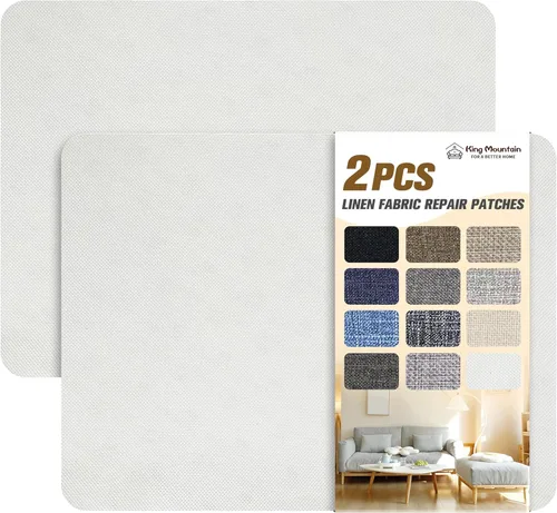 Miniatura 25 de KING MOUNTAIN Parches de reparación de lino fino, tela autoadhesiva, 8 x 11 pulgadas, 2 unidades, multicolor, para sofá de lino (beige)