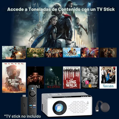 Miniatura 6 de TMY Mini proyector, proyector Bluetooth mejorado con pantalla, proyector portátil Full HD de 1080P, proyector de películas compatible con TV Stick