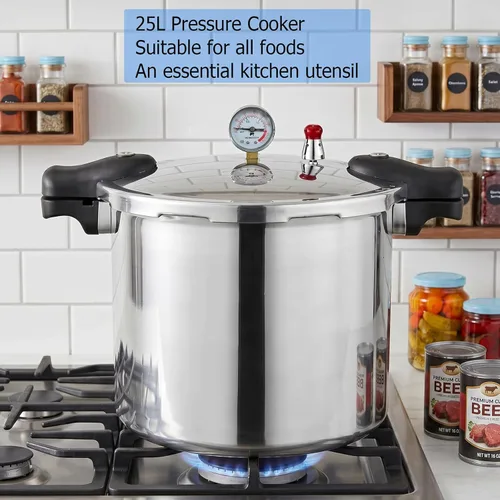 Miniatura 7 de Ollas a presión de alta capacidad con estante para cocinar olla a presión de conservas de 15 cuartos con manómetro Válvula de seguridad a prueba
