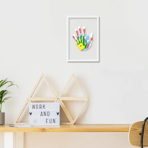 Miniatura 5 de Kit de huellas de manos familiares transparentes – Regalos para nuevos padres, regalos familiares – Marco de madera de recuerdo hecho a mano – 5