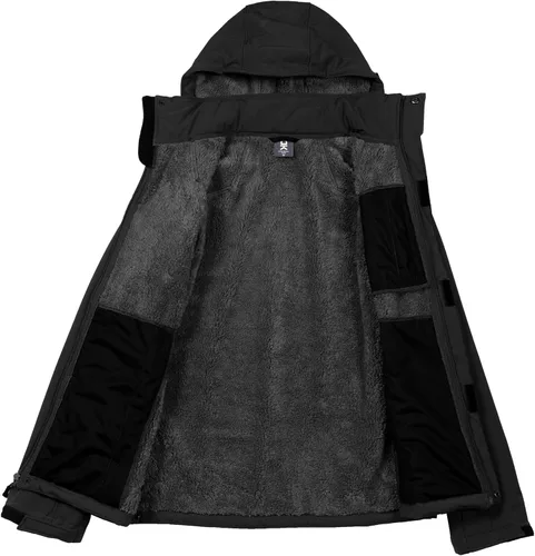 Miniatura 3 de Little Donkey Andy - Chaqueta de invierno para hombre, forro de sherpa cálido, softshell, cortavientos, para montaña, esquí, nieve, con capucha