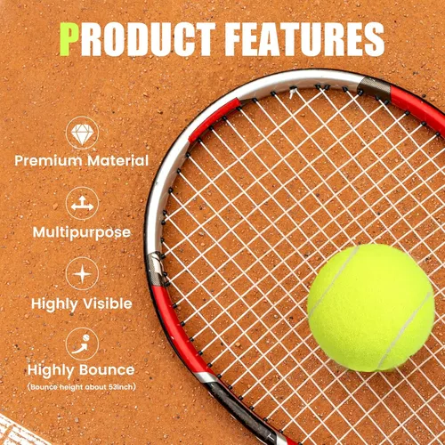 Miniatura 4 de Juego de 12/18 pelotas de tenis para entrenamiento, juego para perros y práctica con bolsa de malla para transporte y entrenamiento