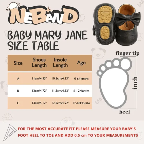 Miniatura 3 de Neband Zapatos de Vestir Mary Jane para Bebé Niña - Zapatos Planos Antideslizantes de Cuero PU Suave para Recién Nacidos e Infantes, para Fiestas