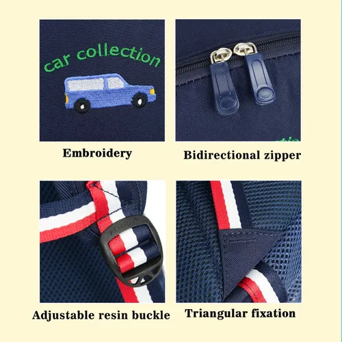 Miniatura 7 de willikiva Cartoon Bus 12 - Mochila de jardín de infantes para niños y niñas, mochila impermeable para niños preescolares con correa y arnés de Azul