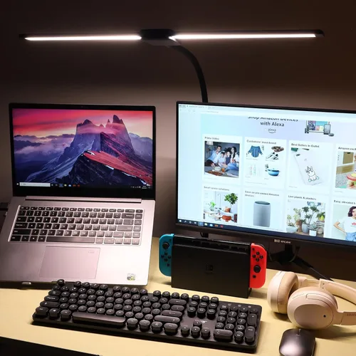Miniatura 7 de Lámpara de escritorio LED con dos cabezales, lámpara de escritorio con abrazadera, 12W, 2000 LMS, CRI>90, 5 modos de color (2700K-6500K), varios