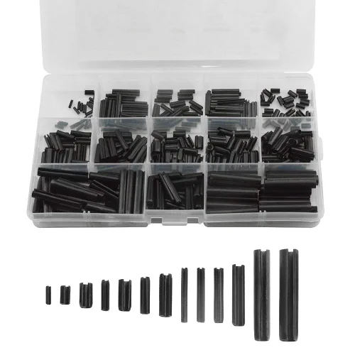 390pcs 13 Tipos M1.5 M2 M2.5 M3 M4 M5 M6 Acero Split Spring Tensión Pasadores de Rollo de Pasadores de Resorte Ranurado Kit Surtido