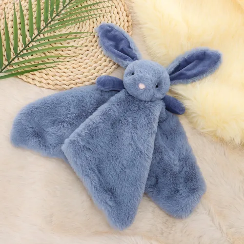 Miniatura 3 de Manta de felpa con animales de peluche de Apricot Lamb, conejo azul marino, manta de personaje para guardería de bebé, lujosa mantita acogedora