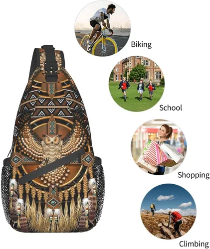 Miniatura 7 de Linda bolsa bandolera de estilo nativo americano, bolsa cruzada en el pecho, mochila casual india para mujeres y hombres