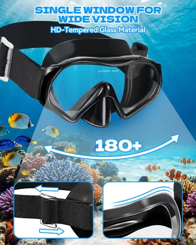 Miniatura 3 de Aegend Máscara de buceo para adultos y jóvenes, antivaho anti-UV, amplia visión, máscara de esnórquel para buceo, natación, esnórquel