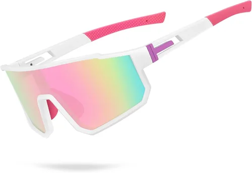 MVPTGRS Gafas de sol deportivas para niños y niñas de 8 a 14 años, marco TR90, para béisbol, softbol, ciclismo, golf Lentes rosadas con montura