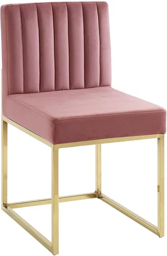 Miniatura 3 de Modway EEI-3806-GLD-DUS Carriage Channel - Silla de comedor de terciopelo con base copetuda, color rosa polvoriento dorado