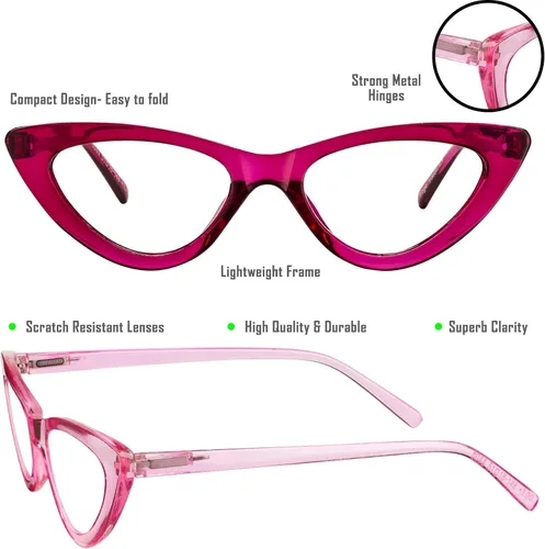 Miniatura 4 de Yogo Vision Reading Glasses Readers for Women Cateye Eyeglasses and Light Spring Hinge Frame