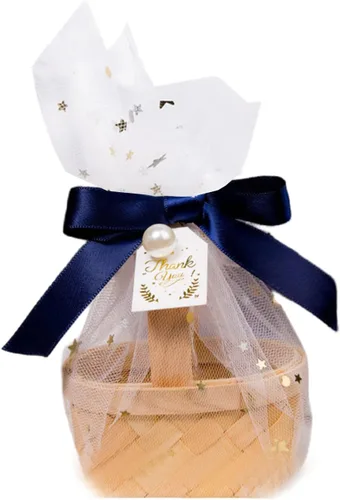 Miniatura 12 de Mini cesta de regalo tejida a mano de bambú, cajas de dulces, caja de embalaje de chocolate, perfecta para baby showers, cumpleaños, recuerdos
