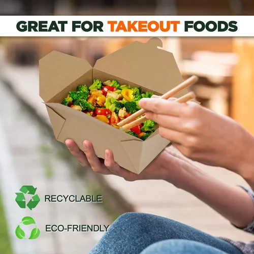 Miniatura 5 de Fit Meal Prep Cajas To Go de 48 onzas, recipientes de papel para llevar, cajas de comida desechables para almuerzo, aptas para microondas