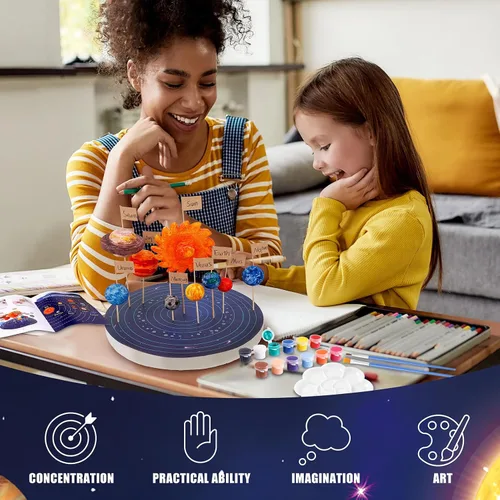 Miniatura 6 de Ayfjovs Kit de proyecto de sistema solar, bolas de espuma del sistema solar, manualidades para niños, proyectos escolares para aprender planetas