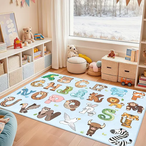 Miniatura 5 de Alfombras infantiles para sala de juegos, alfombra ABC de 2.5 x 4 pies para niños pequeños, alfombra de aprendizaje educativo, alfombra