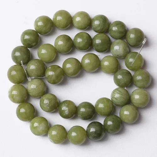 Miniatura 5 de Cuentas de jade verde chino natural, piedras preciosas, cuentas redondas sueltas para hacer joyas, pulsera DIY, collar, 8mm, 45 piezas, 15 pulgadas