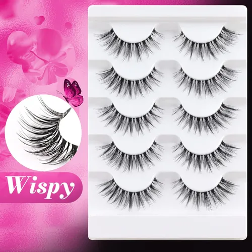 Miniatura 197 de Veleasha Pestañas postizas de manga puntiagudas, 100% hechas a mano, aspecto natural, pestañas postizas ligeras con banda transparente suave