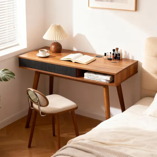 Miniatura 3 de Artswish Escritorio de oficina moderno de mediados de siglo con cajón, escritorio simple para oficina en casa, nogal