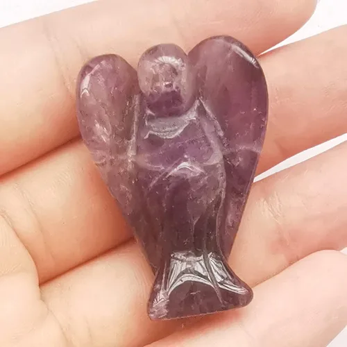 Miniatura 5 de Estatua de ángel guardián de oración de cristal curativo de jade verde natural, 1.5 pulgadas, tallado en bolsillo, figuras de piedra de palma