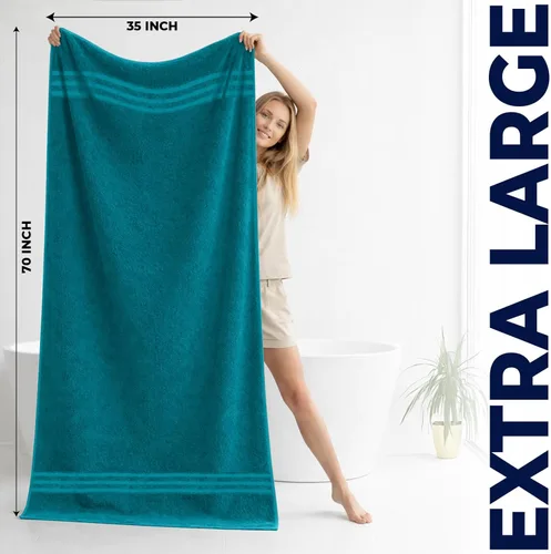 Miniatura 3 de DAN RIVER Paquete de 2 toallas de baño de lujo de 35 x 70, 21.16 oz/m², suaves y de secado rápido, 100% algodón hilado en anillo, ideales para Verde